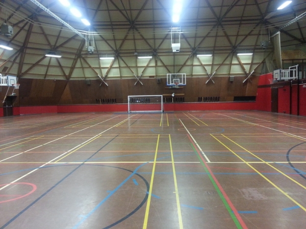 Our Sports Dome. A viewing gallery over looks this large space ( 6 badminton courts/ 11 aside football pitch) which is perfect for spectators. 